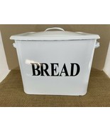 Farmhouse Kitchen Décor Vintage White Enameled Metal Bread Box Storage Bin - £54.60 GBP