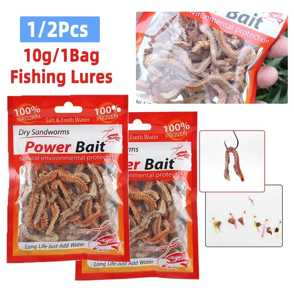 1/2 Bags Lifelike Dry Lugworm Sandworms Fishing Lures Saltwater Freshwater - £34.30 GBP+