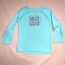 Sassy Sister Turquoise Girls 4T Top Glitter Ruffle Long Sleeve Tee Shirt School - £6.22 GBP