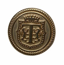 Talbots gold tone metal Flat Face Coat of Arms &quot;T&quot; Replacement Main button .90&quot; - £7.15 GBP