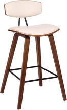 Armen Living Fox Multi Color Option Faux Leather Kitchen Barstool with Walnut - £94.02 GBP