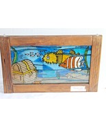 Hand-crafted by Beverly Carter Painted Glass Sea Fish Window Pane Sun Catcher - $135.63