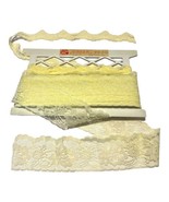 Vintage Matching Set LOT Roth Import Co. Floral Yellow Lace Roll  3” &amp; 1... - £36.16 GBP