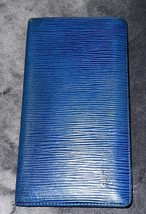 Authentic Louis Vuitton Blue Epi Long Bifold Wallet 1990s - £69.21 GBP