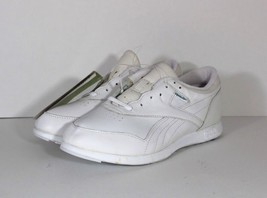 NOS Vintage 90s Reebok Womens Size 9.5 Spell Out Shoes Sneakers Leather White - £31.50 GBP