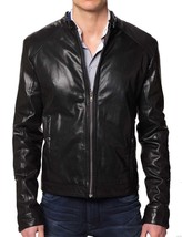 Men Leather Jacket Black Slim fit Biker Motorcycle Genuine Lambskin Jack... - $117.50