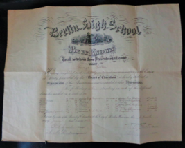 1898 Berlin Wisconsin HS Diploma - $35.00