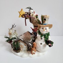 Home Interiors Votive Tealight Candle Holder Winter Snowman Deer - £7.46 GBP