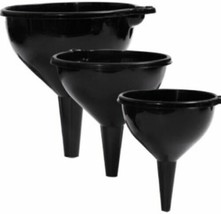 BLACK FUNNEL Plastic Set of 3 nesting funnels Brand New Kitchen Or Automotive - £7.26 GBP