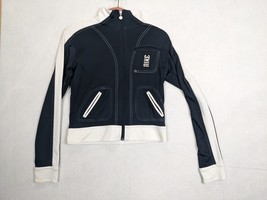 Nike Track Jacket White Stripe Full Zip Spellout Pocket Size S Polyester Black - $29.68