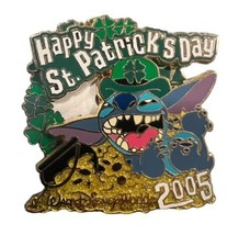 Disney PIN LE Stitch St Patrick&#39;s Day Spinner Shamrock Pot of Gold WDW 2005 - $15.88