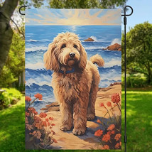 New Goldendoodle Dog Garden Flag 12&quot;X18&quot; Welcome Double Sided - £4.67 GBP