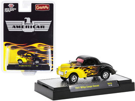 1941 Willys Coupe Gasser Black w Yellow Flames Limited Edition to 6050 Pcs World - £15.52 GBP