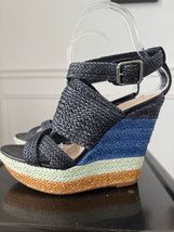 Loeffler Randall Lake Woven Platfrom Sandal Wedge Navy Blue Mint $398 7 - $76.50
