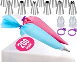 200Pcs Piping Bags And Tips Set, 12 Inch Pastry Bags, Cakes Decorating K... - $13.99