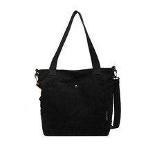 Hylhexyr Women Corduroy Shoulder Bag Ladies Foldable Solid Color Casual Shopping - £32.69 GBP