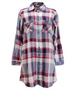 Women&#39;s Long Sleeve Collared Button Up Long Plaid Shirt Dress - S - $376.00 MXN