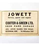 1954 Cooter &amp; Green Eden Park Garage Mechanic Advertisement Automobilia ... - $19.99
