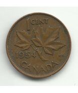 1954 Canada One cent Coin Canadian Penny w/ Queen Elizabeth II &amp; Maple Leaf - $1,820.47 MXN