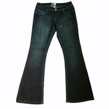SO Womens Juniors Flare Jeans Size 11 Mid Rise Dark Wash 30in Waist - £19.57 GBP