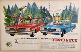 1960 Print Ad 1961 Pontiac Bonneville Station Wagon &amp; Tempest 4-Door Cars - $21.37