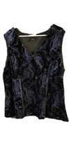 Studio 1940 Black Blue Sleeveless Paisley Sequence Shimmer Blouse Shirt  22/24 - £13.93 GBP