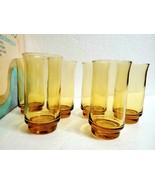 Vtg Anchor Hocking ESPRIT Honey Gold 12 Oz Tumblers Beverage Glasses - S... - £26.73 GBP