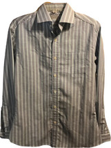 Sam’s Tailors Vintage Men’s M Blue Striped Long Sleeve Button Down Cotton Shirt - £39.56 GBP