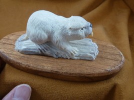 beav-w8 white Beaver on log of shed ANTLER figurine Bali detailed carving - £107.36 GBP