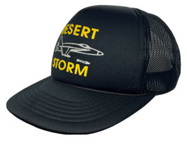 Vintage Desert Storm 90s Youngan Snapback Meshback Black Hat Cap - £19.73 GBP