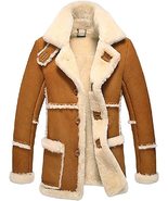 MEN&#39;S TAN SUEDE LEATHER FAUX SHEARLING COAT - ALL SIZES - £109.63 GBP+