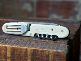 TARNOVO - Vintage Folding Blade Pocket Knife - Fork Corkscrew Wine Bottle Opener - £13.39 GBP