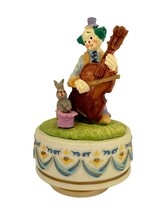 Glama Clown Music Box Plays Its A Small World Spins Rabbit MultiColor Works Vtg - £20.02 GBP