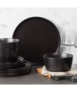 16 Piece Stoneware Dinnerware Set in Matte Black - Service for 4 - €122,03 EUR