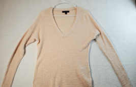 Banana Republic T Shirt Women Size Medium Top Pink Knit Linen Long Sleeve V Neck - £11.36 GBP