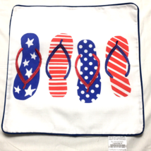 Throw Pillow Cover 18&quot; X 18&quot; American Flip Flop Embroidered - £4.48 GBP