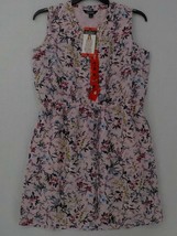 Original Nicole Miller Dress SZ M Pink Print Sleeveless Button-up V-neck Pockets - £11.95 GBP