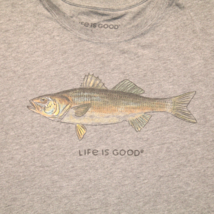 Life Is Good Shirt Mens XXLarge Grey T-shirt Largemouth Bass Fish Logo Casual - £12.55 GBP
