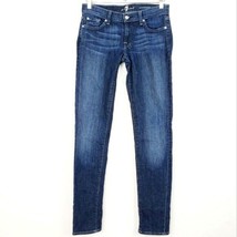 7 For All Mankind Roxanne Straight Leg Darker Wash Lower Rise Blue Jeans Size 25 - £38.20 GBP
