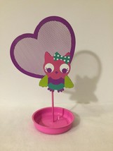 Owl Earring &amp; Jewelry Display Holder Metal Hot Pink - £3.64 GBP