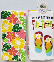 2 Different Jumbo TOWELS(16&quot;x26&quot;)SUMMER Flowers &amp;Life Is Better In Flip Flops,Hw - £11.92 GBP