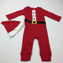 Carter&#39;s Just One You Red Christmas Bodysuit Hat Set Santa Suit Size 12M - £15.65 GBP