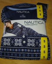 Nautica 2 Pc Fleece PAJAMAS-S-NIP-POLYESTER/SPANDEX-BLUE Pattern - £13.72 GBP