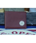 US Open 2020 Ahead Brown Leather  Bifold Wallet- White logo - $495.47 MXN