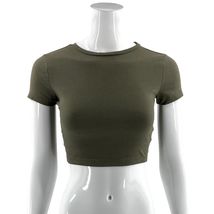 Wild Fable Womens Cropped Top Size XS Olive Green Tee Shirt Stretch  - $9.90