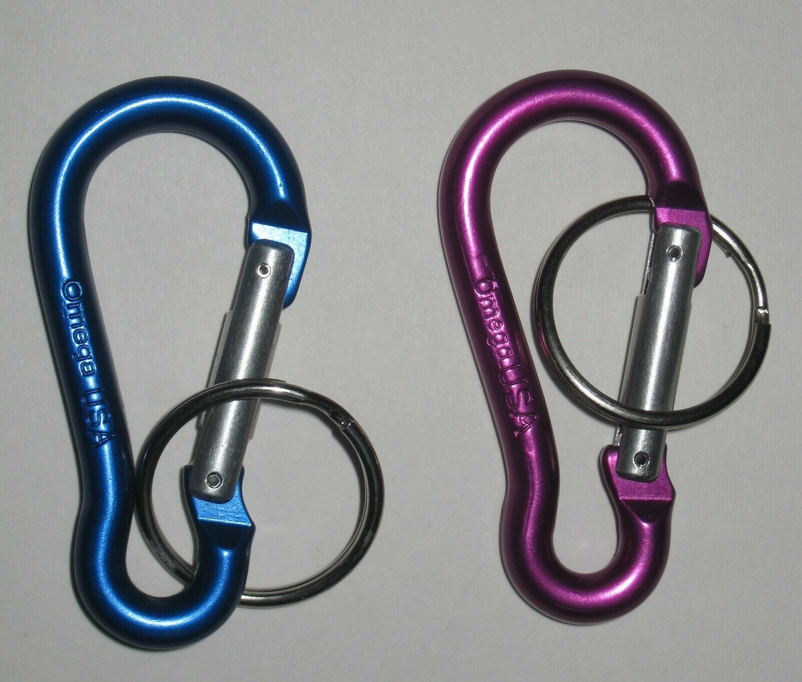 2x Omega Pacific Mini Pear Carabiner Key Chains -  Purple &amp; Blue 2 1/2&quot; ... - $6.95