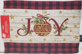 Set Of 2 Tapestry Kitchen Placemats, 12&quot;x18&quot;, Christmas Tree Ornaments Joy, Gr - £10.07 GBP