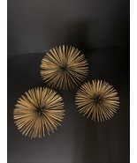 SET of 3 MCM Style VTG  Gold Atomic Metal Starburst Wall Decor Sea Urchi... - $830.56 MXN