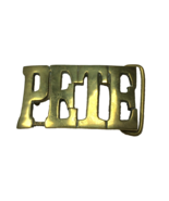 Vintage Belt Buckle PETE Mans Name Cut Spelled Out 3&quot; X 1.7&quot; Brass - $25.00