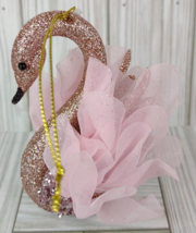 Pink Swan Bird Holiday Christmas Tree Ornament Glittery Sparkle Bling Decoration - £9.50 GBP